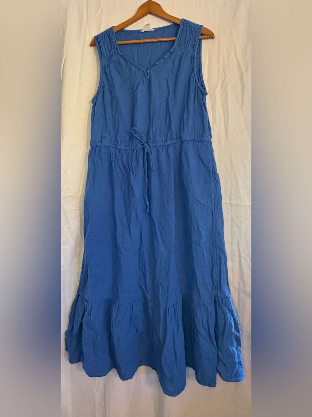 Time and Tru Women’s Blue Sleeveless  Long Dress with Pockets size X-Large